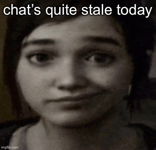 ellie | chat’s quite stale today | image tagged in ellie | made w/ Imgflip meme maker