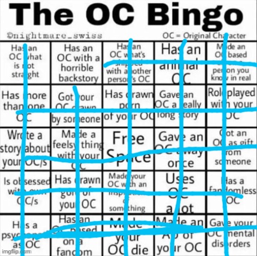 ? (emphasis on the porn one) | image tagged in the oc bingo | made w/ Imgflip meme maker