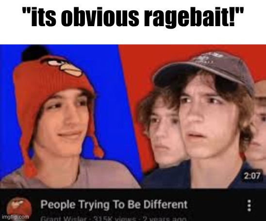 "its obvious ragebait!" | made w/ Imgflip meme maker