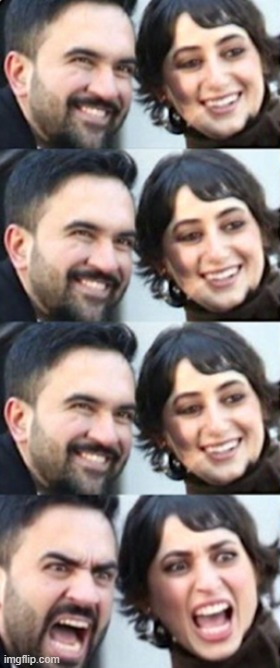 Comrade Zohran and Wife Blank Meme Template
