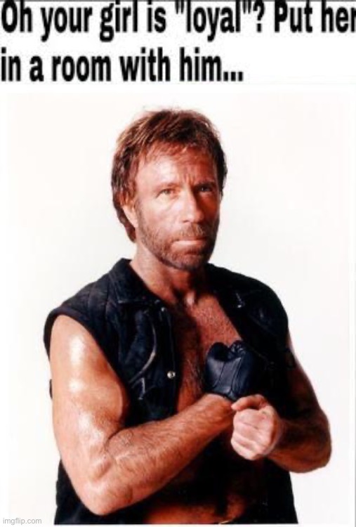 image tagged in oh your girl is loyal put her in a room with him,memes,chuck norris flex,msmg | made w/ Imgflip meme maker