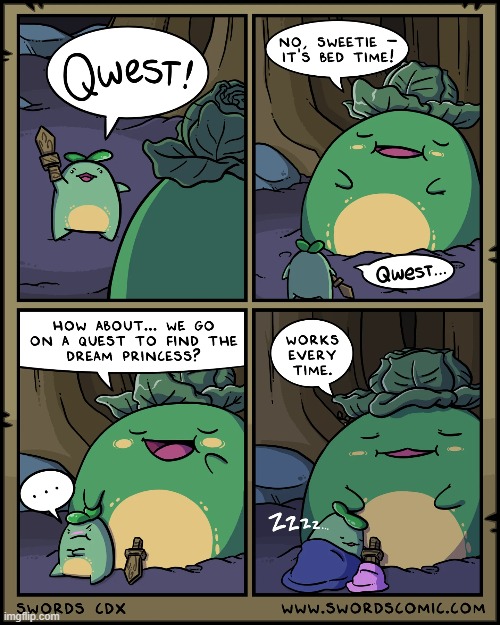 Quest Sprout's mother, Momma Sprout | image tagged in swords,sprouts,quest,momma,sleeping,aww | made w/ Imgflip meme maker