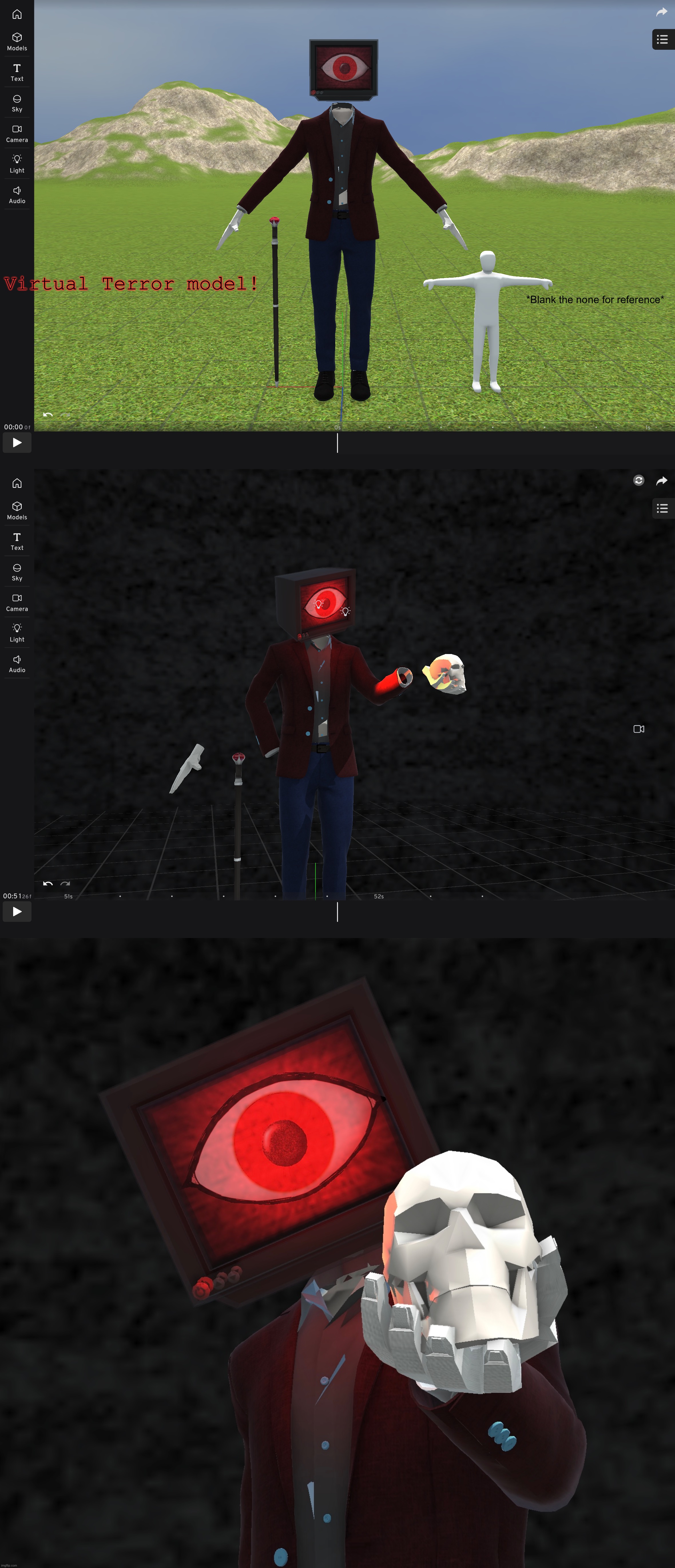 Long story short Virtual Terror now has a 3d rig for BTN and other shi I could think of | Virtual Terror model! *Blank the none for reference* | made w/ Imgflip meme maker