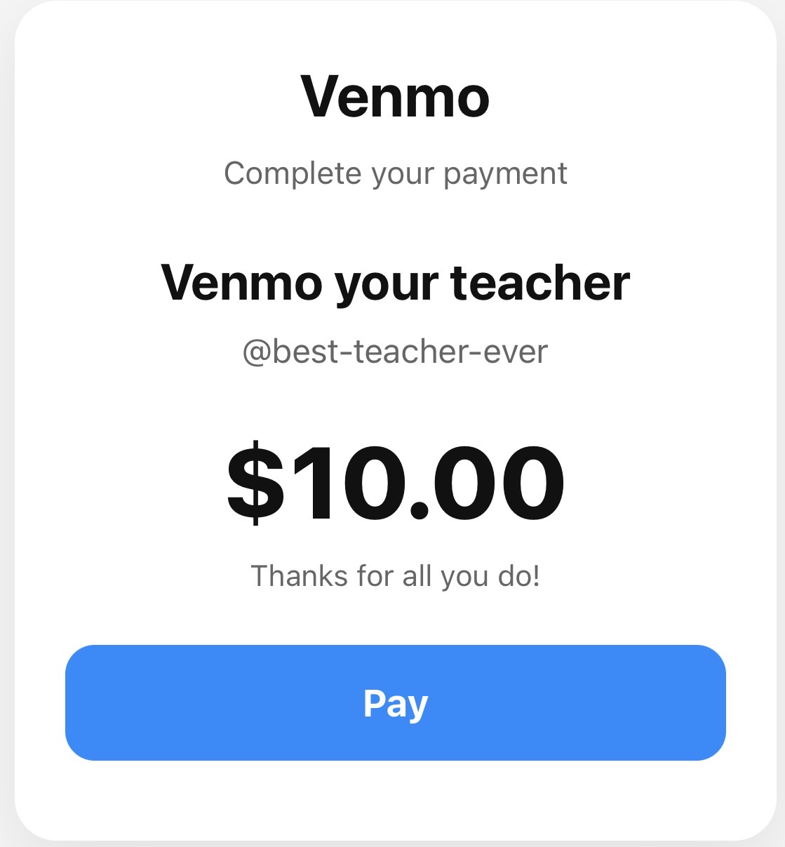 Teacher Venmo Prank Blank Meme Template