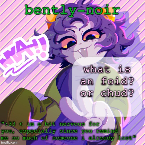 bently-noir nepeta temp | what is an foid? or chud? | image tagged in bently-noir nepeta temp | made w/ Imgflip meme maker