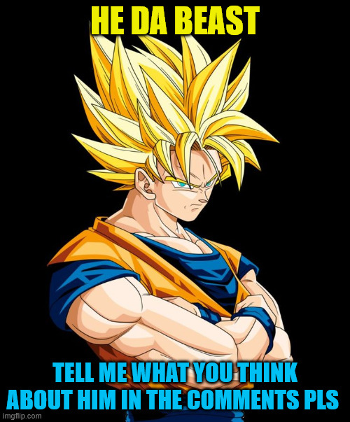 GOKU | HE DA BEAST; TELL ME WHAT YOU THINK ABOUT HIM IN THE COMMENTS PLS | image tagged in goku | made w/ Imgflip meme maker