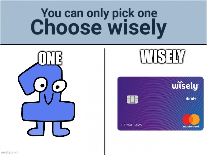 you can pick only one choose wisely | one; wisely | image tagged in you can pick only one choose wisely | made w/ Imgflip meme maker