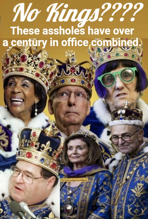 More time in office than queen Elizabeth | No Kings???? These assholes have over a century in office combined. | image tagged in no - yes,kings | made w/ Imgflip meme maker