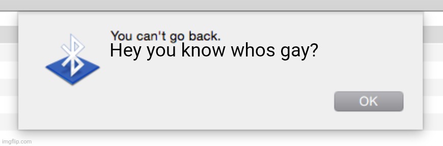 You can't go back, | Hey you know whos gay? | image tagged in you can't go back | made w/ Imgflip meme maker