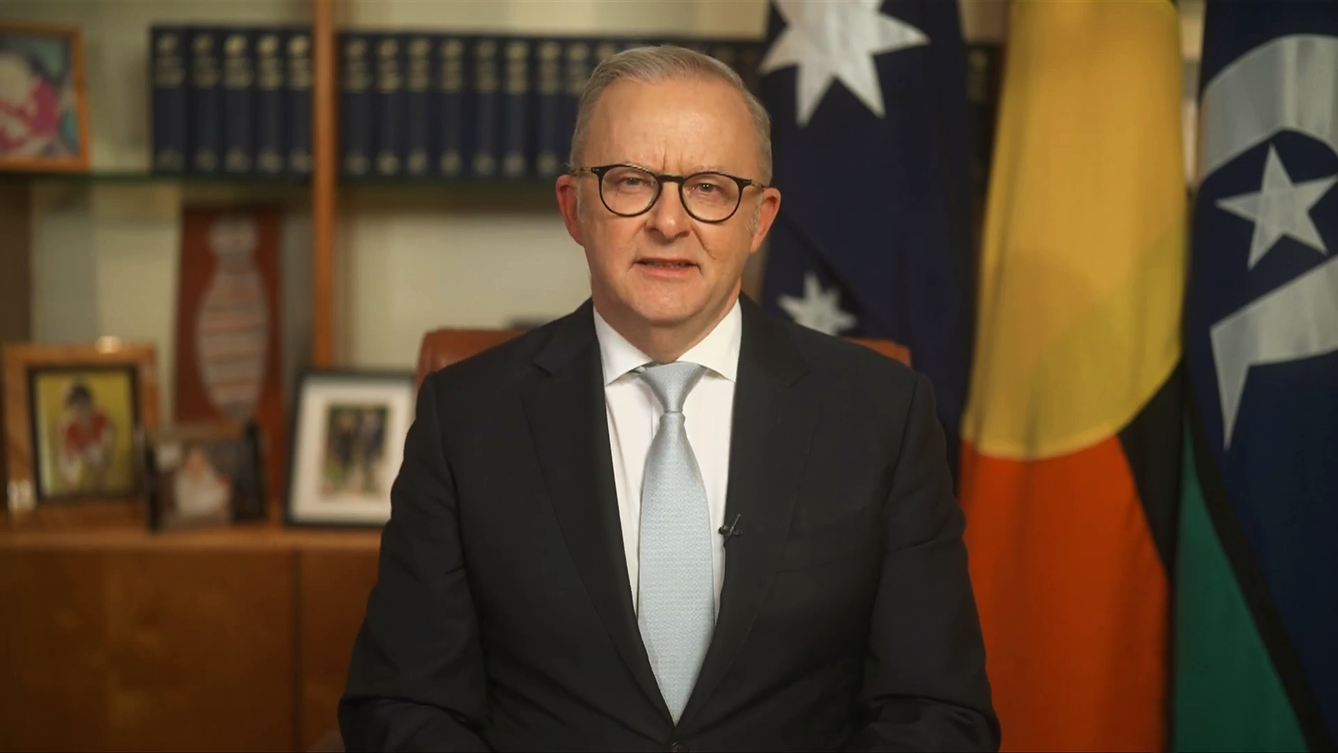 Prime Minister Anthony Albanese National Address to Australians Blank Meme Template