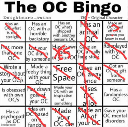 The OC bingo | image tagged in the oc bingo | made w/ Imgflip meme maker