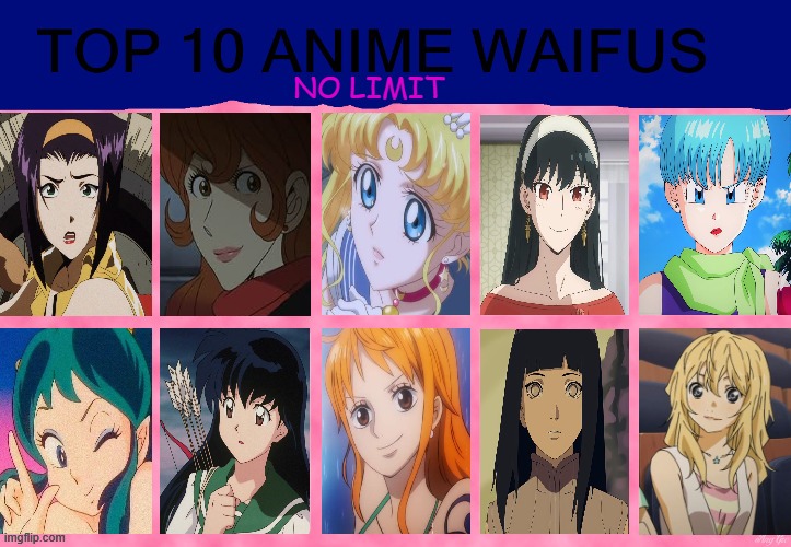 top 10 anime waifus no limit | no limit | image tagged in animfus,unlimited power,top 10 anime waifus,manga,your lie in april,sailor moon | made w/ Imgflip meme maker