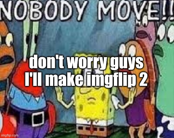 NOBODY MOVE!! | don't worry guys I'll make imgflip 2 | image tagged in nobody move | made w/ Imgflip meme maker