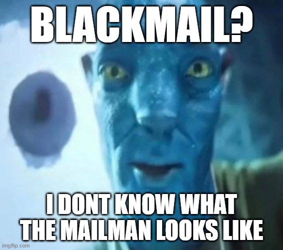 Avatar guy | blackmail? i dont know what the mailman looks like | image tagged in avatar guy | made w/ Imgflip meme maker