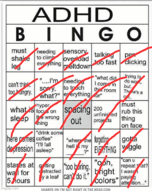 Funk | image tagged in adhd bingo | made w/ Imgflip meme maker