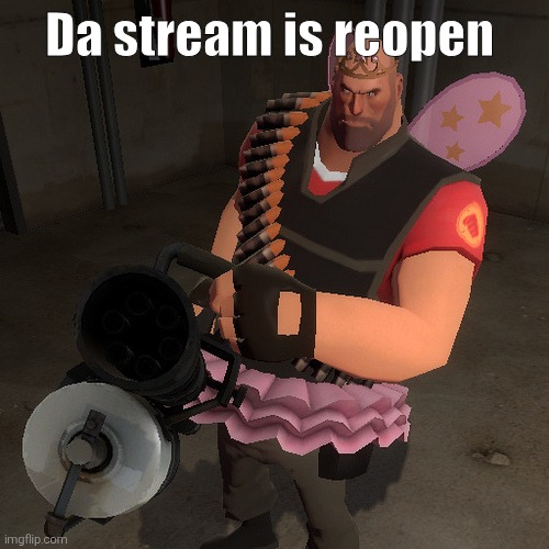 Princess heavy | Da stream is reopen | image tagged in princess heavy | made w/ Imgflip meme maker