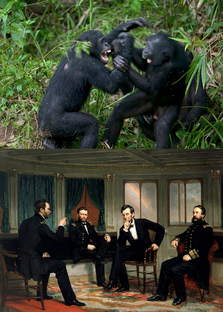 Apes Vs Gentlemen discussing Blank Meme Template