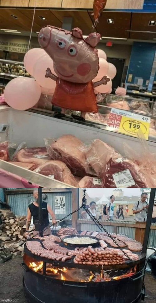 Peppa Pig | image tagged in bbq grill,meat,peppa pig,memes,you had one job,store | made w/ Imgflip meme maker