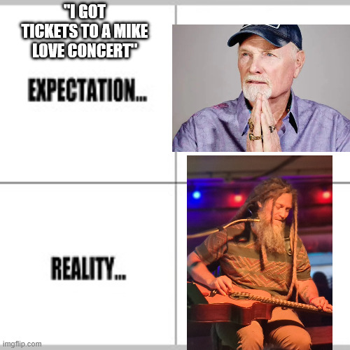 Expectation vs Reality | "I GOT TICKETS TO A MIKE LOVE CONCERT" | image tagged in expectation vs reality | made w/ Imgflip meme maker