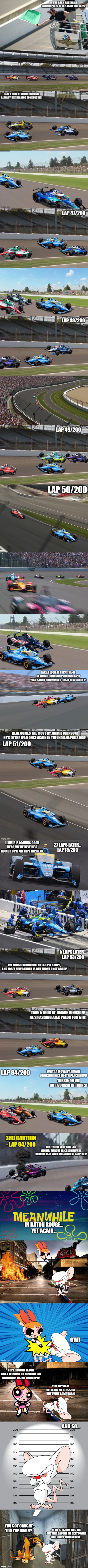 The Attack on Baton Rouge + Indy 500 + Coke 600 (Part 7: Laps 46-84 at the Indy 500 + The Brain gets Arrested) | made w/ Imgflip meme maker