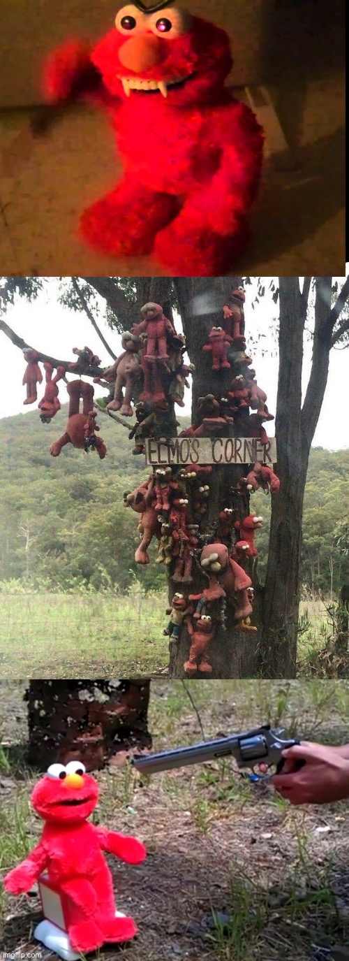 Cursed Elmo | image tagged in cursed images,what a terrible day to have eyes,elmo,shooting,unsee juice,evil | made w/ Imgflip meme maker