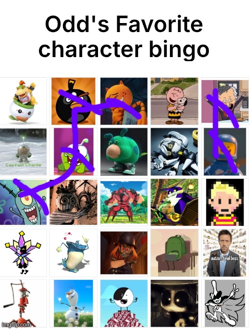 image tagged in odd's favorite character bingo | made w/ Imgflip meme maker