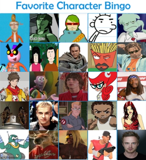 Nat's favorite character bingo | image tagged in nat's favorite character bingo | made w/ Imgflip meme maker