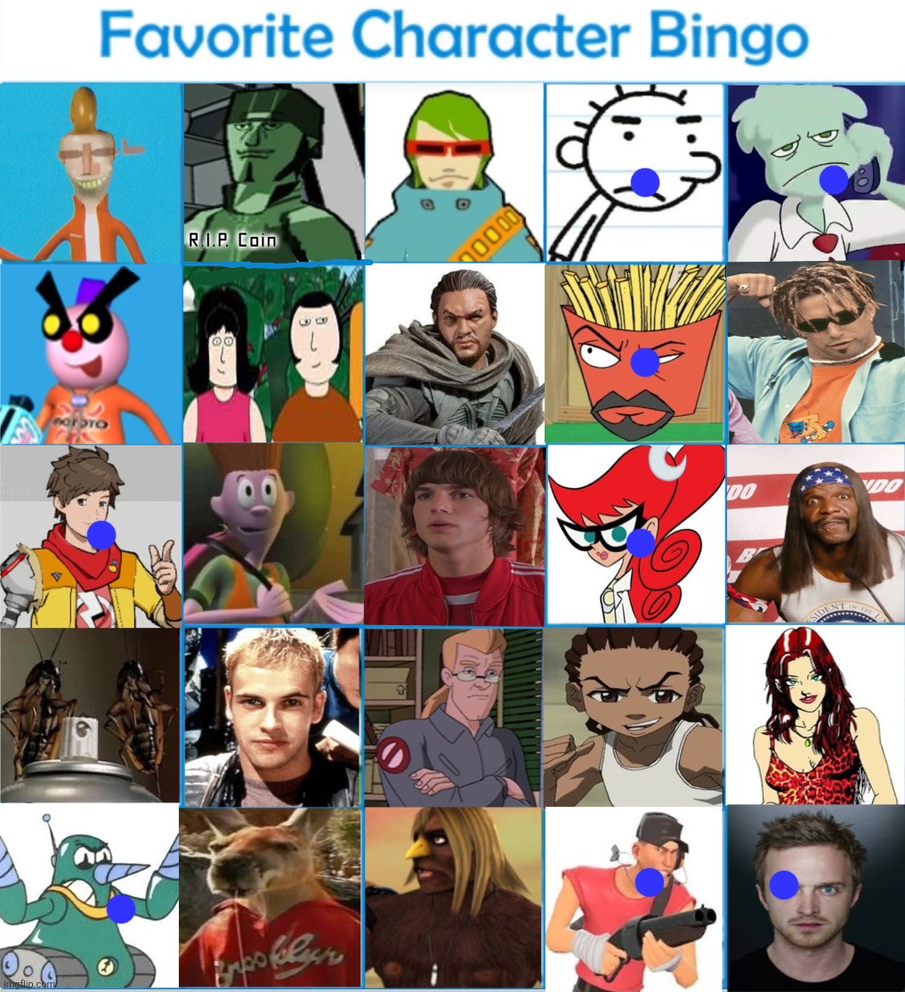 I did the characters I recognize | image tagged in nat's favorite character bingo | made w/ Imgflip meme maker
