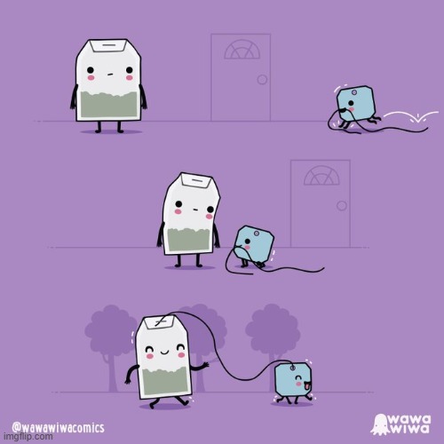 image tagged in tea,teabag,label,dog,leash,walking | made w/ Imgflip meme maker