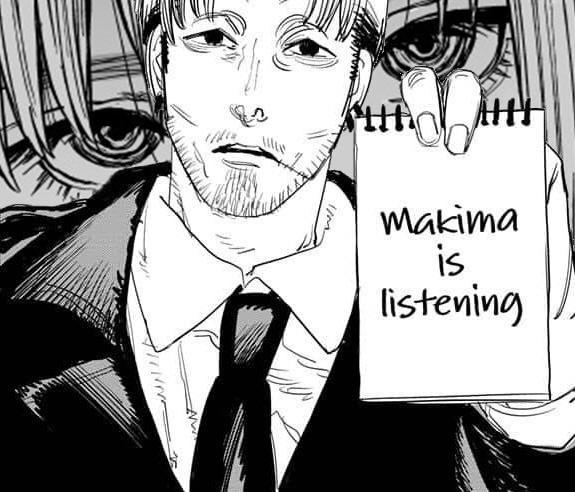 Makima is listening (but with makima staring at you) Blank Meme Template