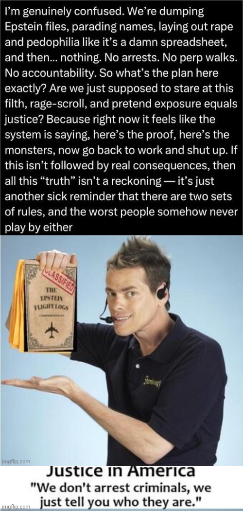 Justice in America Pam Bondi edition | image tagged in justice,nothing | made w/ Imgflip meme maker