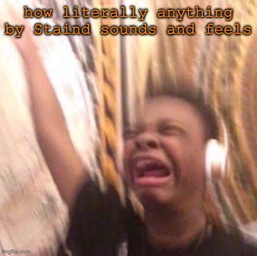 kid listening to music screaming with headset | how literally anything by Staind sounds and feels | image tagged in kid listening to music screaming with headset | made w/ Imgflip meme maker