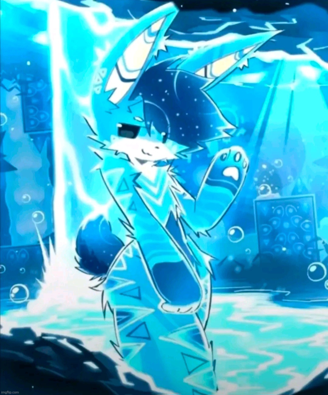 people normally turn geometry dash levels into women but this is the first time i've seen a gd level get turned into a furry | image tagged in artist unknown | made w/ Imgflip meme maker