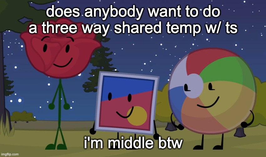 does anybody want to do a three way shared temp w/ ts; i'm middle btw | made w/ Imgflip meme maker