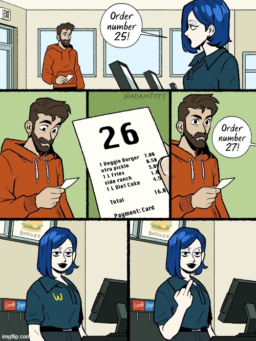 image tagged in mcdonald's,order,26,skip,skipping,middle finger | made w/ Imgflip meme maker