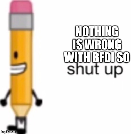 shut up | nothing is wrong with bfdi so | image tagged in shut up | made w/ Imgflip meme maker