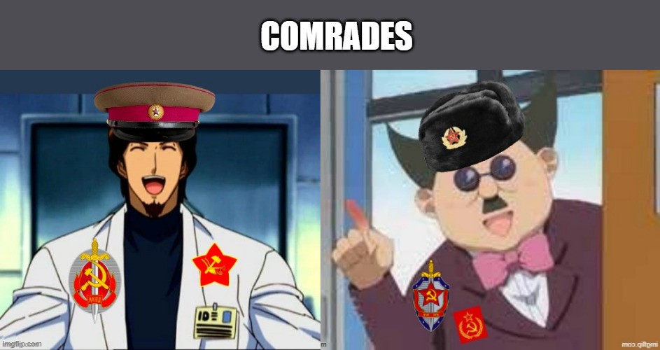 Transformers Energon x To Love Ru crossover: comrade sainan high principal and Dr Brian Jones (hate 'em and i call them commies) | comrades | image tagged in anime,transformers | made w/ Imgflip meme maker