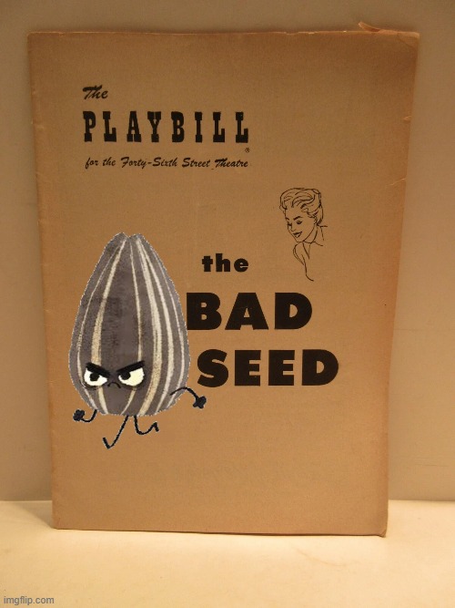 Book Cover Alteration 2 | image tagged in the bad seed,rhoda penmark,playbill,jory john,storybook,character | made w/ Imgflip meme maker