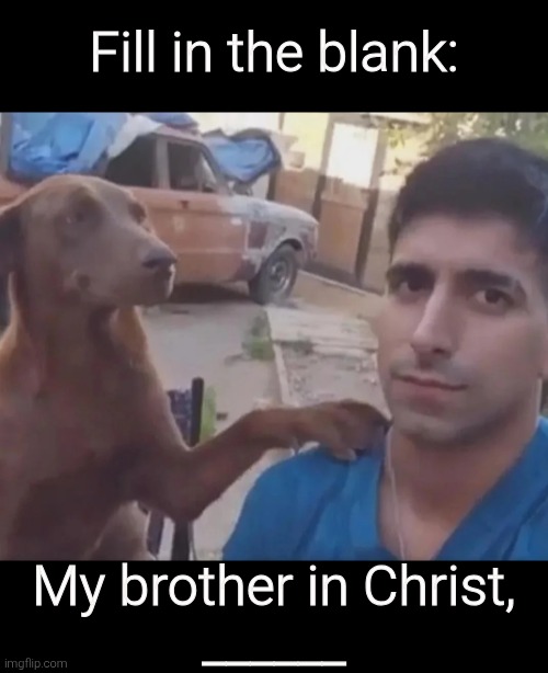 Aka: meme this, caption this | Fill in the blank:; My brother in Christ,
______ | image tagged in memes,meme,funny,funny meme,funny memes | made w/ Imgflip meme maker