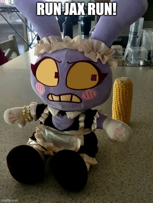 Maid Jax Staring at Corn | Run Jax Run! | image tagged in maid jax staring at corn | made w/ Imgflip meme maker