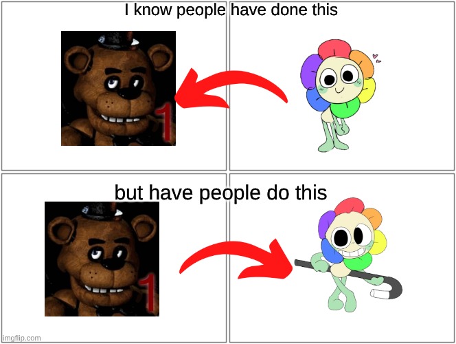 has any one put FNAF animationics in Dandy's world (look up what Dandy's world is if you don't know what it is) | I know people have done this; but have people do this | image tagged in fnaf,dandy's world,au,what if | made w/ Imgflip meme maker