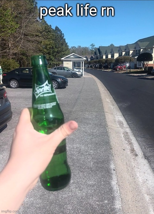 going for a walk ona nice day at the very start of spring break with a sprite and jamming to music | peak life rn | made w/ Imgflip meme maker