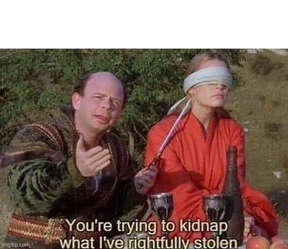 You're trying to kidnap what I've rightfully stolen | image tagged in you're trying to kidnap what i've rightfully stolen | made w/ Imgflip meme maker