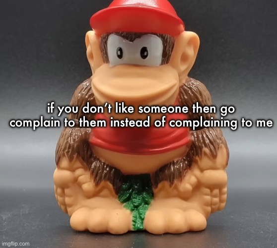 this is all i’m posting about the matter | if you don’t like someone then go complain to them instead of complaining to me | image tagged in diddy kong | made w/ Imgflip meme maker