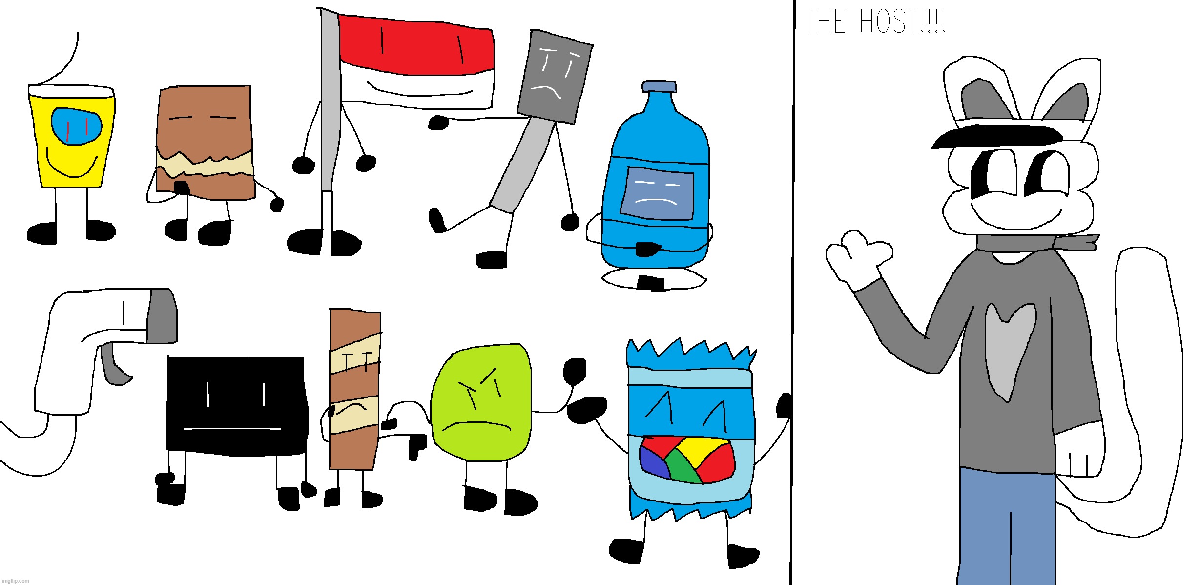 contestants and a host for an INDONESIAN object show | made w/ Imgflip meme maker