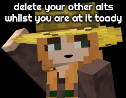 minecraft female farmer villager | delete your other alts whilst you are at it toady | image tagged in minecraft female farmer villager | made w/ Imgflip meme maker