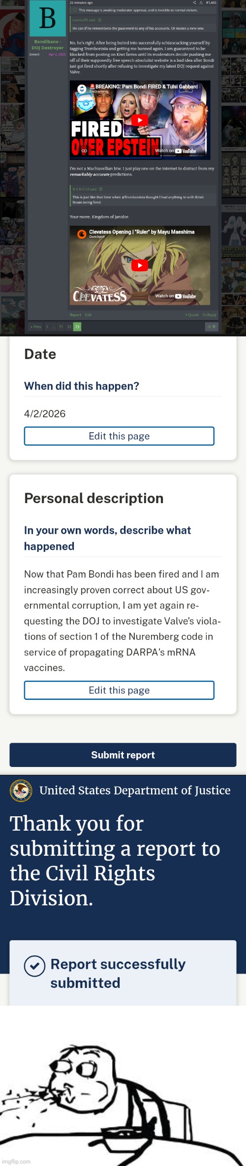 Alleged schizo stays winning (Naru can't keep getting away with it! IT CAN'T KEEP GETTING AWAY WITH IT!) | image tagged in memes,cereal guy spitting | made w/ Imgflip meme maker