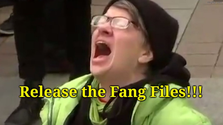 Screaming Liberal  | Release the Fang Files!!! | image tagged in screaming liberal | made w/ Imgflip meme maker