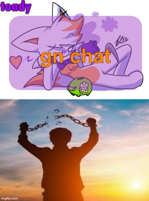 WE'RE FREE CHAT WE'RE FREE | gn chat | image tagged in im free | made w/ Imgflip meme maker