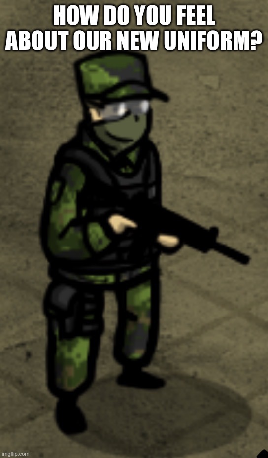 antifurrycorps uniform | how do you feel about our new uniform? | image tagged in antifurrycorps uniform | made w/ Imgflip meme maker